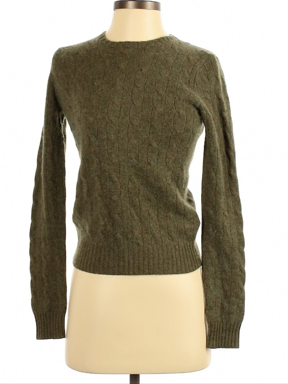 Ralph Lauren Olive Cable-Knit Cashmere Sweater